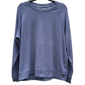 Faherty Men's XL Sweatshirt Blue Textured Raglan Crew Neck Cotton Blend Casual